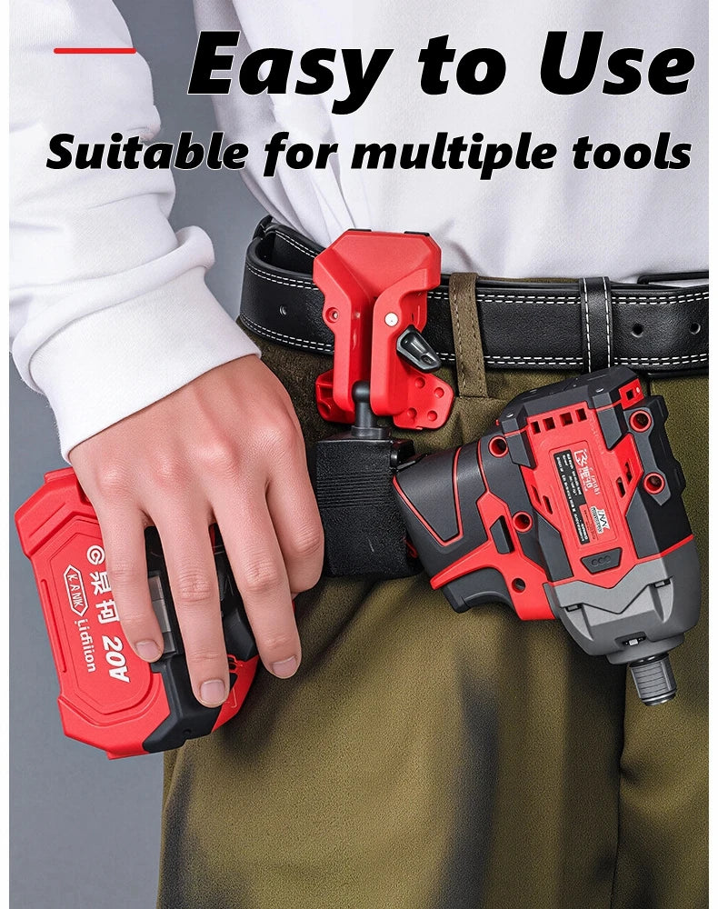 Quick-release drill holster with auto-lock belt clip