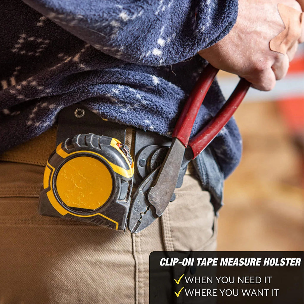 Stainless steel drill belt clip and tape measure holder