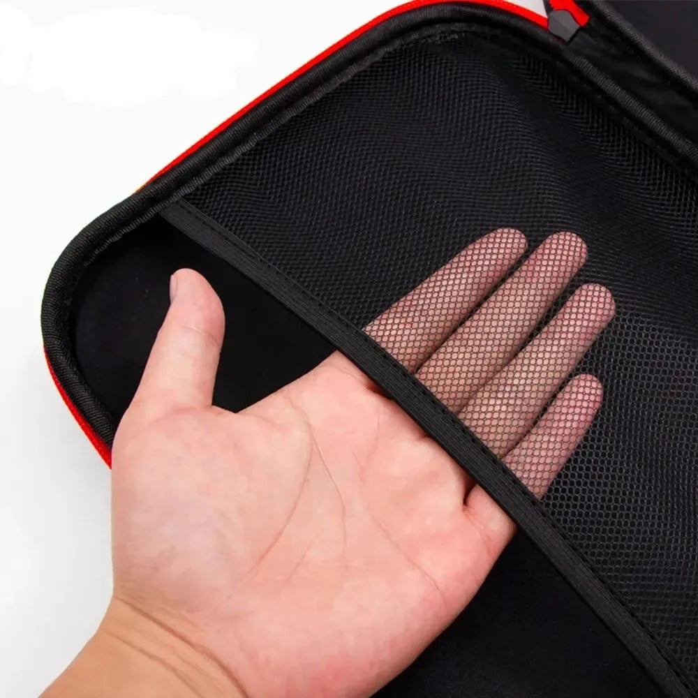 Large waterproof electrician tool bag with red trim