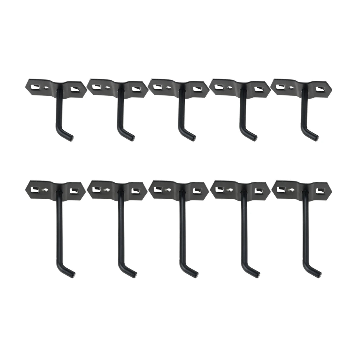 Black square-hole pegboard hooks 5-pack