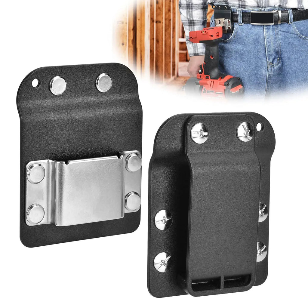 Stainless steel drill belt clip and tape measure holder