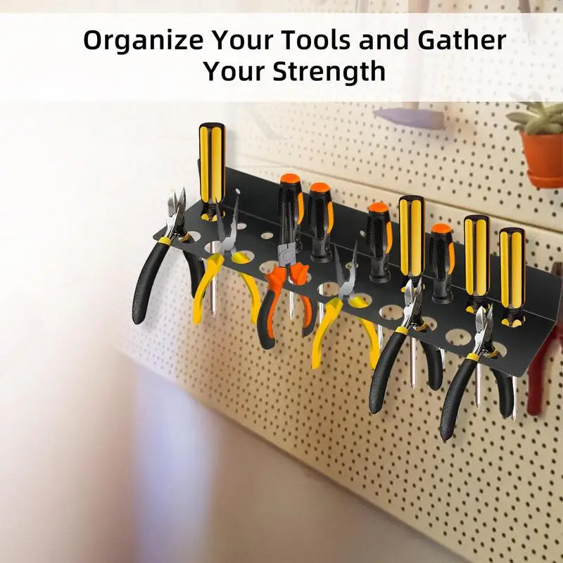 Wall-mounted metal screwdriver and plier rack