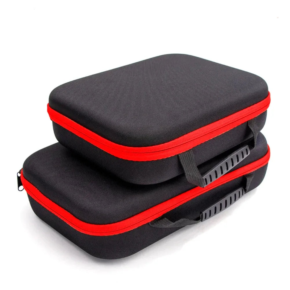 Large waterproof electrician tool bag with red trim
