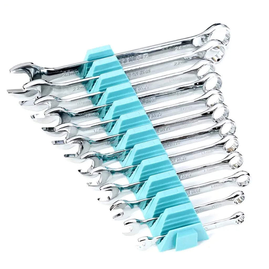 Magnetic 12-slot wrench organizer tray