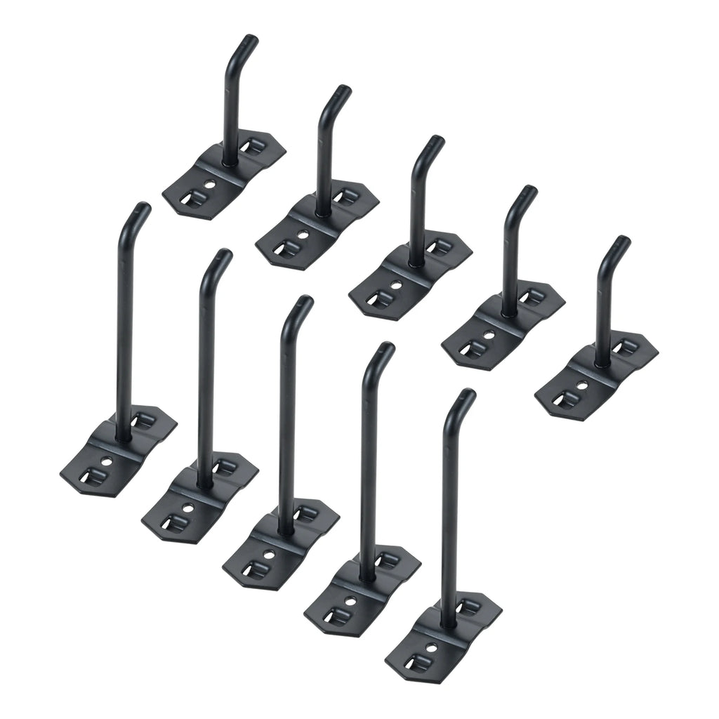 Black square-hole pegboard hooks 5-pack