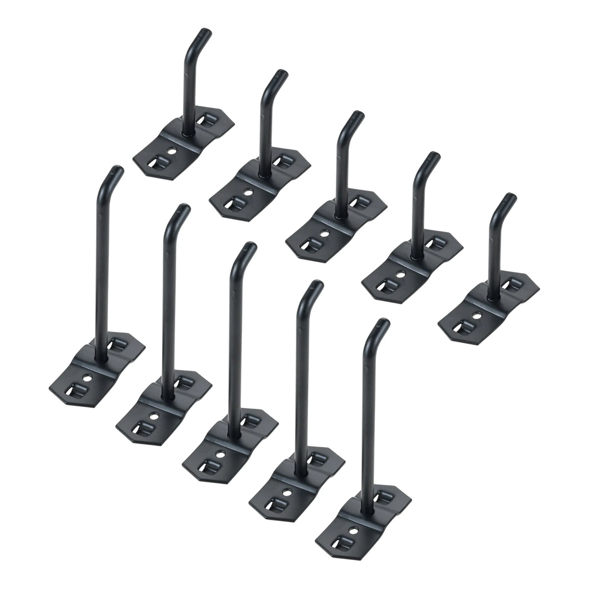 Black square-hole pegboard hooks 5-pack