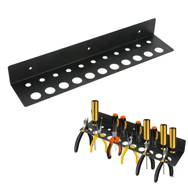Wall-mounted metal screwdriver and plier rack