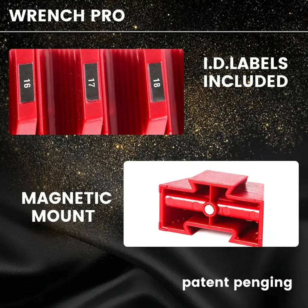 Magnetic 12-slot wrench organizer tray