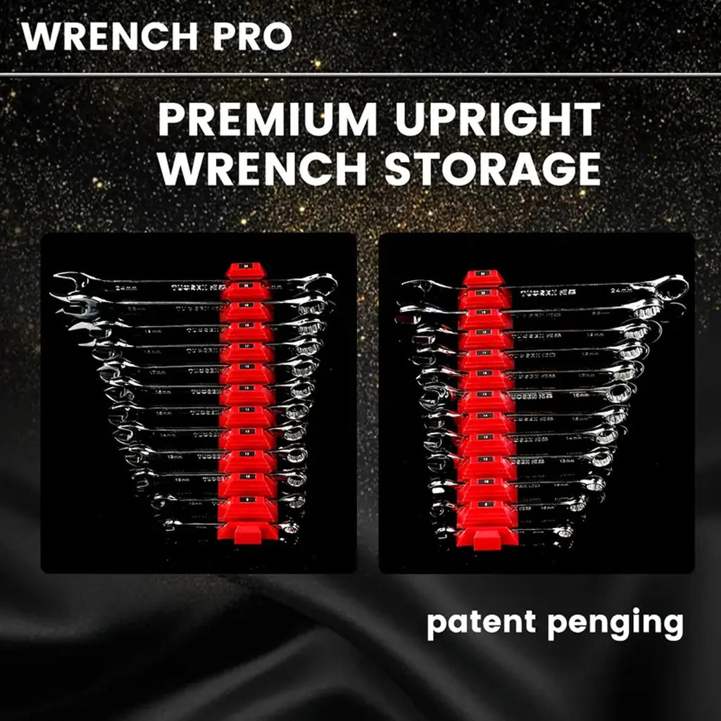 Magnetic 12-slot wrench organizer tray