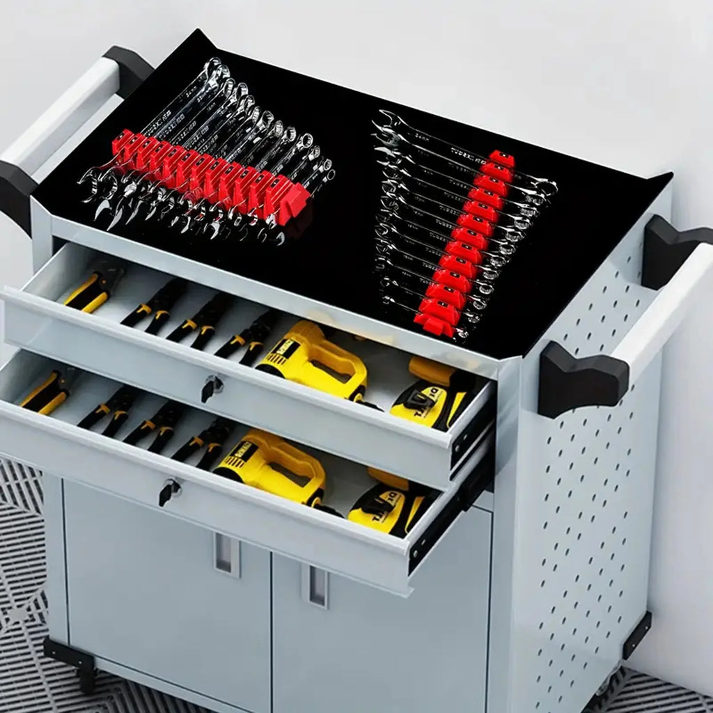 Magnetic 12-slot wrench organizer tray
