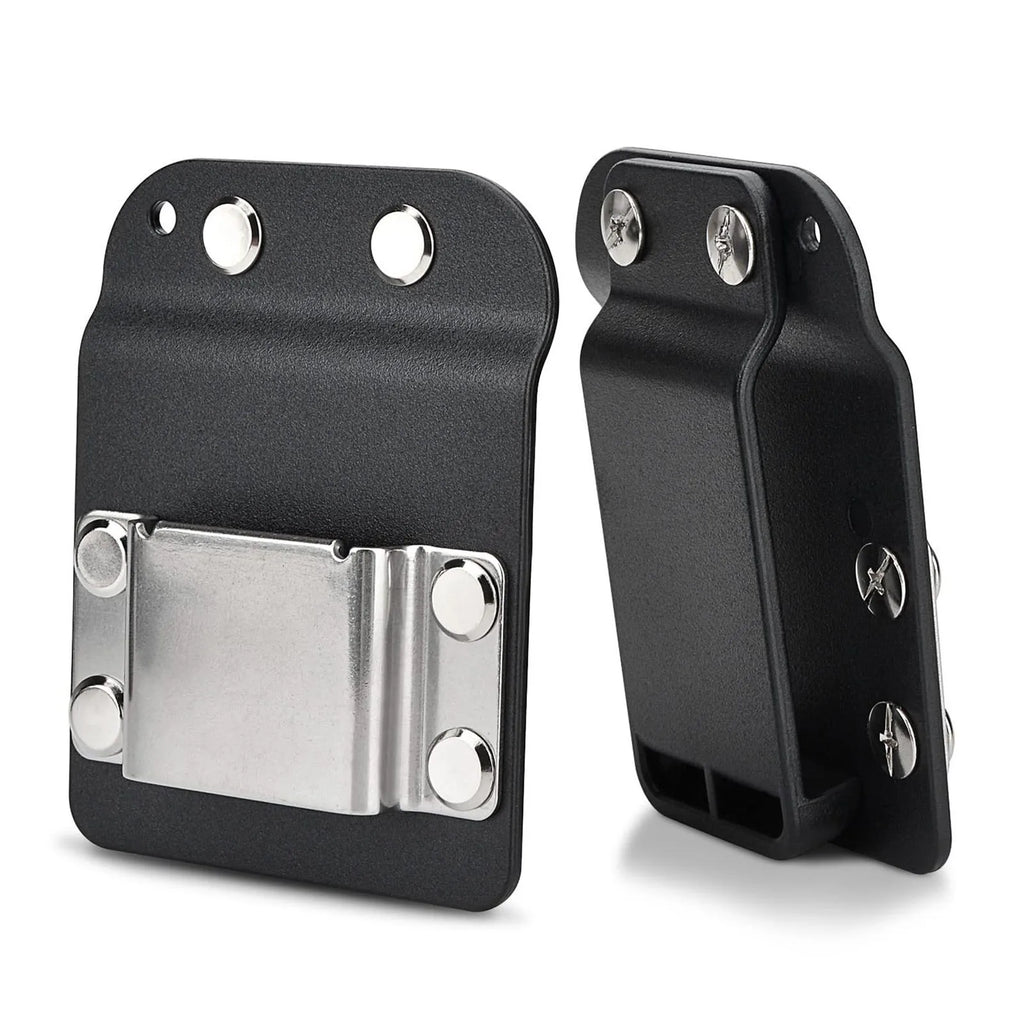 Stainless steel drill belt clip and tape measure holder