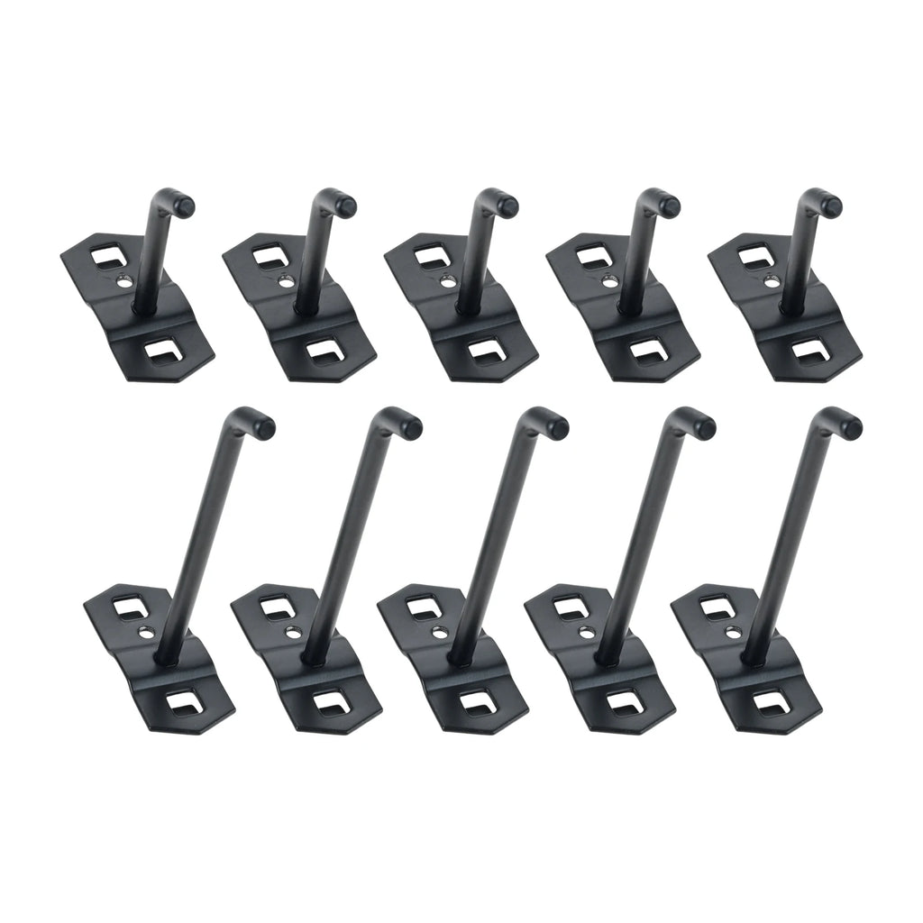 Black square-hole pegboard hooks 5-pack