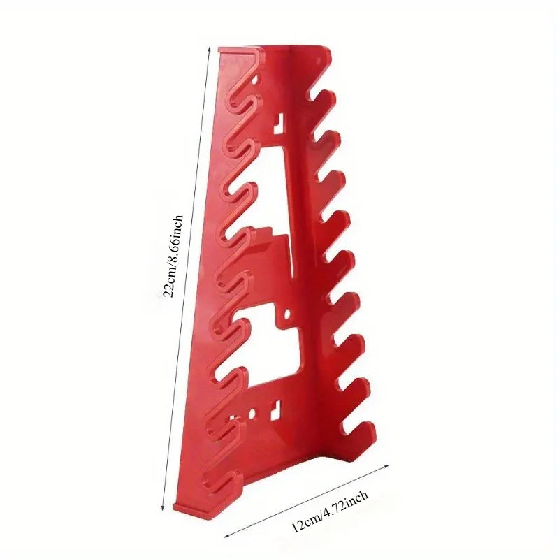 Red wrench organizer tray for wrenches and sockets