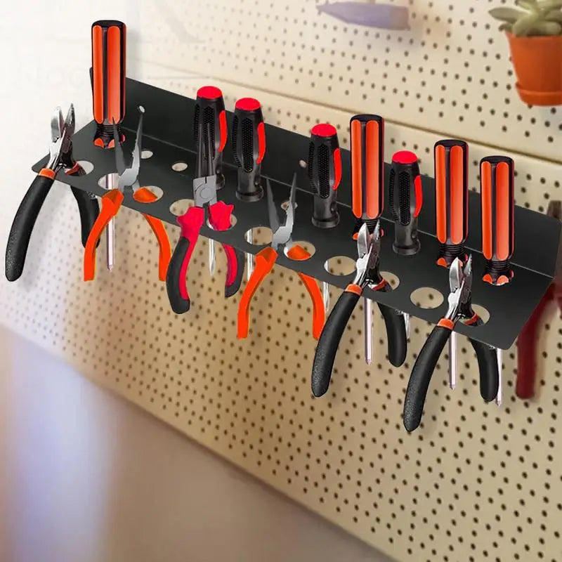 Wall-mounted metal screwdriver and plier rack